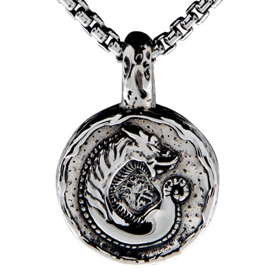 Keith Jack Jewelry Petrichor Lg. Dragon Coin Pendant S/sil B-PS3504-L