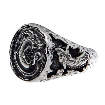 Keith Jack Jewelry Petrichor Lg. Dragon Coin Ring (tapered) S/sil B-RS3621