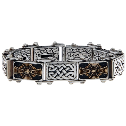 Keith Jack Jewelry Petrichor Celtic Cross Bracelet  S/sil + Bronze oxidized BB3496