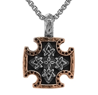 Keith Jack Jewelry Petrichor Sm. Biker Cross Pendant S/sil + Bronze Oxidized  BP3752