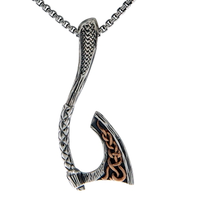 Keith Jack Jewelry Petrichor Curved Viking Warrior Axe Pendant S/sil & Bronze BP763