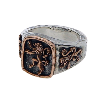 Keith Jack Jewelry Petrichor Lg.Lion Rampant Ring  S/sil + Bronze BR3695