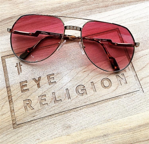 Hilton Exclusive 021 24kt Vintage Sunglasses w/ Pink Gradient Custom Lenses
