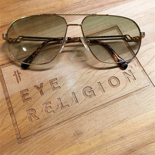 Hilton Exclusive 15 20kt Gold Vintage Sunglasses w/ Light Green Gradient Custom Lenses