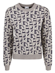 Kenzo Monogram Classic Jumper Taupe Jacquard Sport Sweater