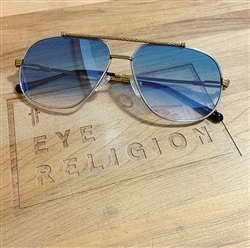 Porta Romana 1233 Vintage Sunglasses with Custom Light Blue Flash lenses