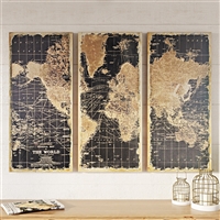 1434 - Stanford World Map Wall Decor (Set of 3)