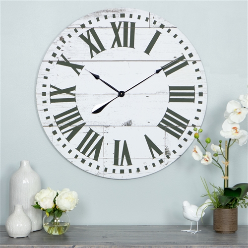5872 - Lisette French Country Wall Clock with Shiplap Face