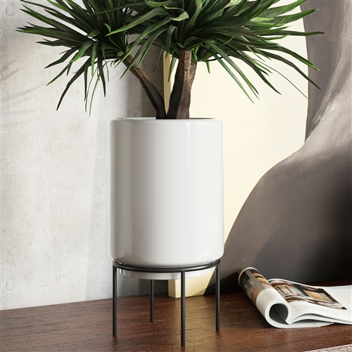 6558 - Jemina Mid Century Ceramic Planter - White