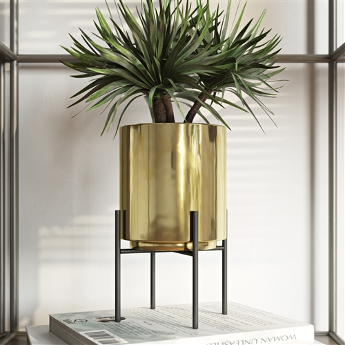 6634 - Jodi Mid Century Table-top Planter - Gold