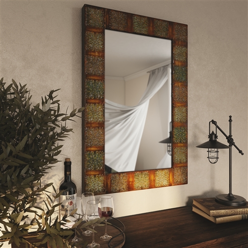 74361 - 36" Embossed Metal Frame Wall Mirror