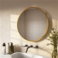 7494 - Bali Modern Round Wall Mirror - 24" Gold