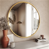 7500 - Bali Modern Round Wall Mirror - 32" Gold