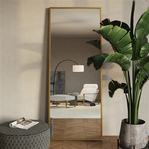 7579 - Bali Modern Floor Mirror - Gold