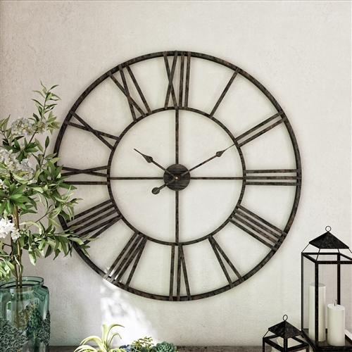 7807 - Solange Round Metal Wall Clock - 36" Gray