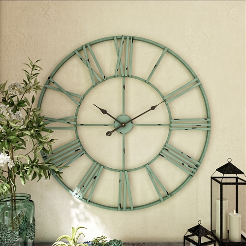 7845 - Solange Round Metal Wall Clock - 36" Blue/Green