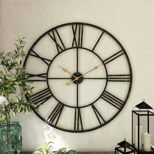 7869 - Solange Round Metal Wall Clock - 36" Dark Brown