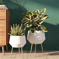 7920 - Huxley Mid Century Modern Planters - White (Set of 2)