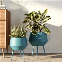 7937 - Huxley Mid Century Modern Planters - Blue (Set of 2)