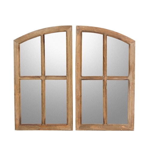 8293 - Jolene Arch Window Pane Mirrors (Set of 2) - Walnut 27"H