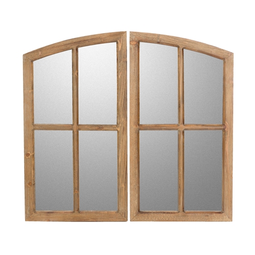 8316 - Jolene Arch Window Pane Mirrors (Set of 2) - Walnut 33"H