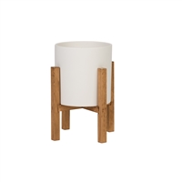 8439 - Liam Modern Ceramic Planter with Wood Legs