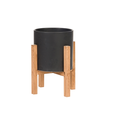 8453 - Liam Modern Ceramic Planter with Wood Legs