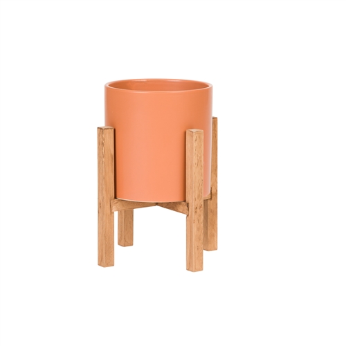 8460 - Liam Modern Ceramic Planter with Wood Legs