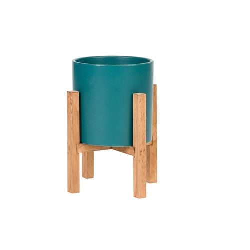 8477 - Liam Modern Ceramic Planter with Wood Legs