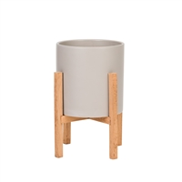8491 - Liam Modern Ceramic Planter with Wood Legs