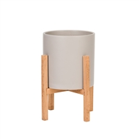 8491 - Liam Modern Ceramic Planter with Wood Legs