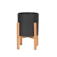 8507 - Liam Modern Ceramic Planter with Wood Legs