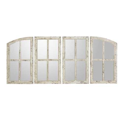 8637 - Raelynn Arch Window Pane Mirrors (Set of 4) - White 27"H