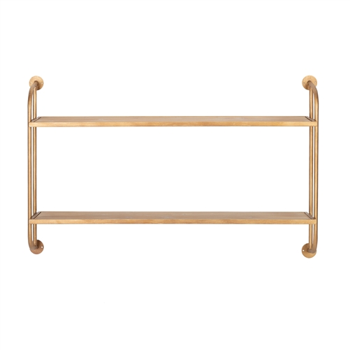 8736 - Emery Wall Shelf - 2 Shelf 38" Gold