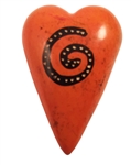 Soapstone Decor, Heart shaped, Small sized, Orange coloured,  with Swirly pattern - HEDE1186 (THDH97), H (  in ); W (  in ); L (  in )