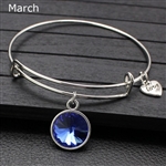 March birthstone charm bracelet