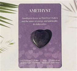 Heart shaped healing stones/pocket stones with card - Amethyst