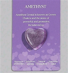 Heart shaped healing stones/pocket stones with card - Amethyst