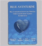 Heart shaped healing stones/pocket stones with card - Blue Aventurine