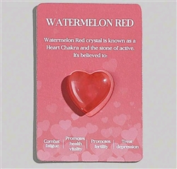 Heart shaped healing stones/pocket stones with card - watermelon red