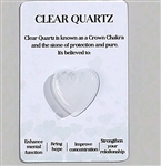 Heart shaped healing stones/pocket stones with card - clear quartz