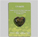 Heart shaped healing stones/pocket stones with card -Unakite