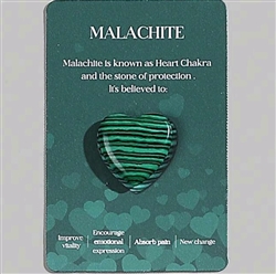 Heart shaped healing stones/pocket stones with card Malachite