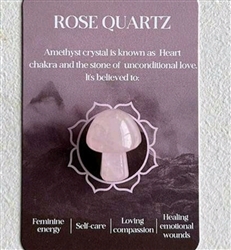 Mushroom shaped healing stones/pocket stones with card ROSE QUARTZ