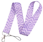 Keychain lanyard white and purple stripes with hearts