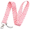 Keychain lanyard white and pink stripes with hearts