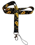 Black keychain lanyard with sunflowers