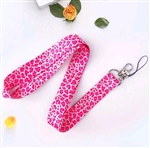 Hot pink keychain lanyard with cheetah pattern