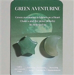 Moon and star shaped healing stones/pocket stones with card GREEN AVENTURINE