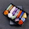 Chakra gift box includes 7 genuine polished stones and 7 crystals